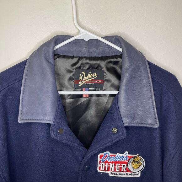 Dehen Vintage Wool and Leather Navy Jacket Size XL - Picture 4 of 13